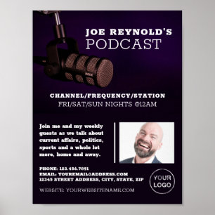 Stylish Microphone, Podcaster, Podcast Advertising Poster
