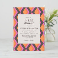 Stylish Mid Century Mod Pink Brown Bridal Shower