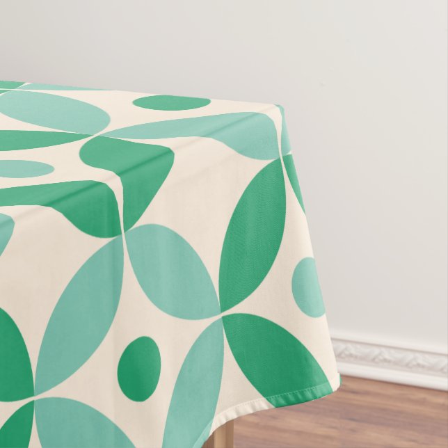 Stylish Mid Mod Geometric Pattern in Green Tablecloth (In Situ)