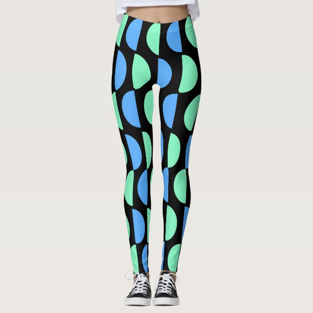 Stylish Mid Mod Geometrical Pattern Leggings (Front)