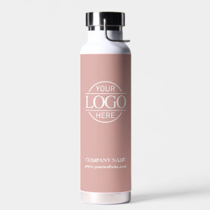 Stylish Minimal Dusty Rose Company Business Logo Water Bottle