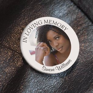 Stylish Minimal In Loving Memory Photo 6 Cm Round Badge