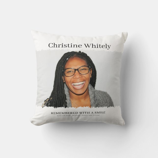 Stylish Minimal In Loving Memory Photo Keepsake Cushion (Front)