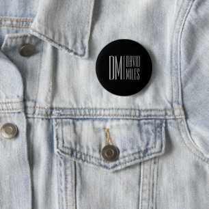 Stylish Minimal & Modern Grey Initials & Name Logo 6 Cm Round Badge