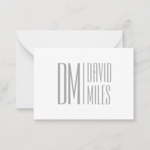 Stylish Minimal & Modern Grey Initials & Name Logo Card