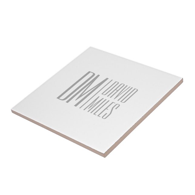 Stylish Minimal & Modern Grey Initials & Name Logo Ceramic Tile (Side)