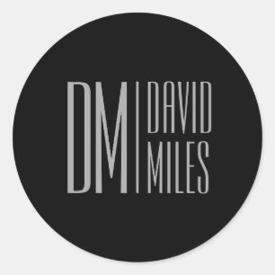 Stylish Minimal & Modern Grey Initials & Name Logo Classic Round Sticker