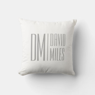 Stylish Minimal & Modern Grey Initials & Name Logo Cushion