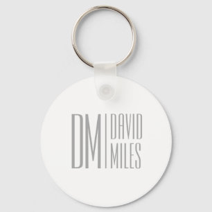 Stylish Minimal & Modern Grey Initials & Name Logo Key Ring