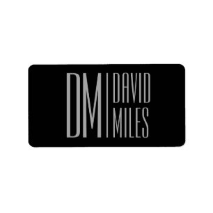 Stylish Minimal & Modern Grey Initials & Name Logo Label