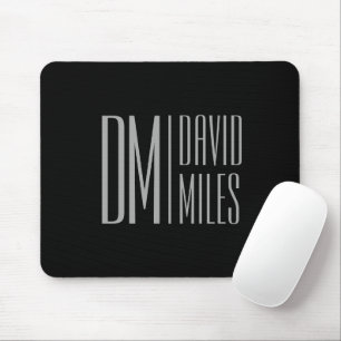 Stylish Minimal & Modern Grey Initials & Name Logo Mouse Pad