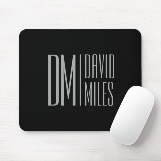 Stylish Minimal & Modern Grey Initials & Name Logo Mouse Pad (With Mouse)