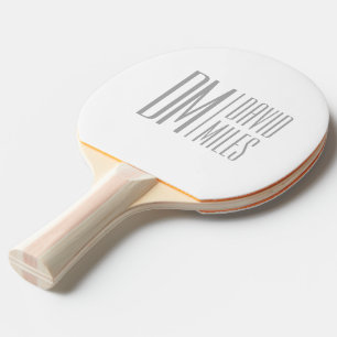 Stylish Minimal & Modern Grey Initials & Name Logo Ping Pong Paddle