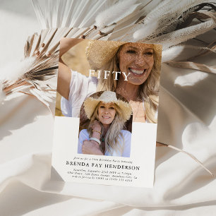 Stylish Minimal Photo FIFTY 50th Birthday Invitation