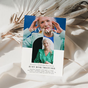Stylish Minimal Photo SEVENTY 70th Birthday Invitation