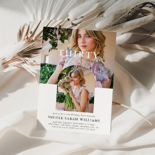 Stylish Minimal Photo THIRTY 30th Birthday Invitation