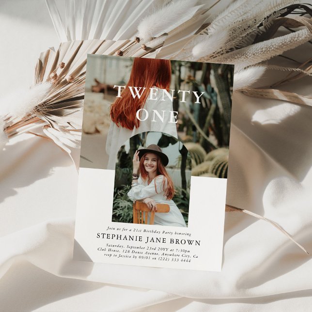 Stylish Minimal Photo TWENTY ONE 21st Birthday Invitation (Creator Uploaded)