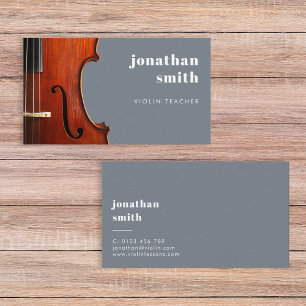 Stylish Minimal Violin Musician Blue Business Card
