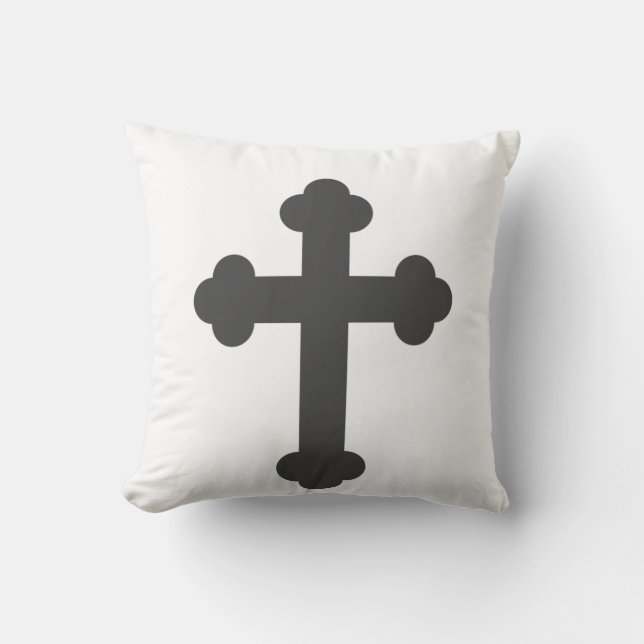 Stylish Minimalism White Black Grey Cross Cushion (Front)