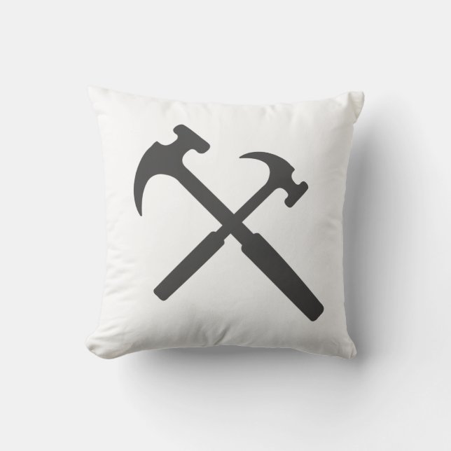 Stylish Minimalism White Black Grey Hammer Cushion (Front)