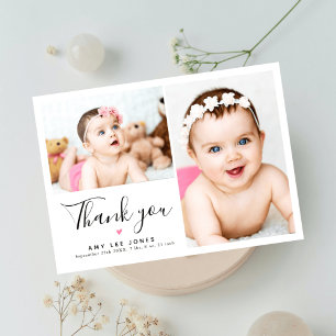 Stylish Minimalist 2 Photo New Baby Thank You