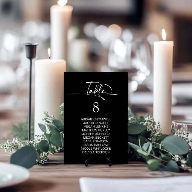 Stylish Minimalist Black Wedding Table Number (Creator Uploaded)