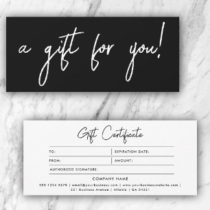 Stylish Minimalist Black & White Gift Certificate