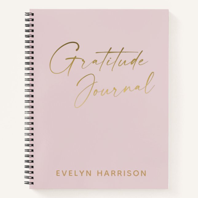 Stylish Minimalist Blush Personalised Gratitude Notebook (Front)