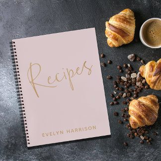 Stylish Minimalist Blush Personalised Recipe Notebook