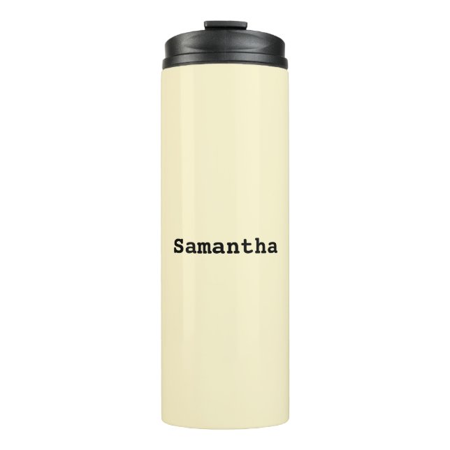 Stylish Minimalist Buttermilk Yellow Personalised Thermal Tumbler (Front)