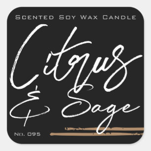 Stylish Minimalist Candle Label Black Brown Sage