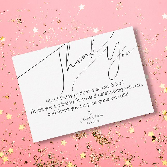 stylish minimalist chic thank you sweet 16  card (Creator Uploaded)