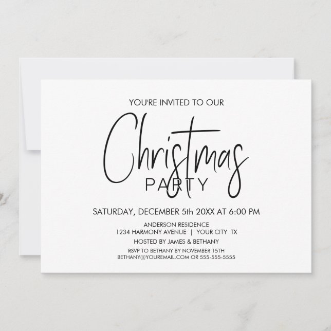 Stylish Minimalist Christmas Party Invitation (Front)