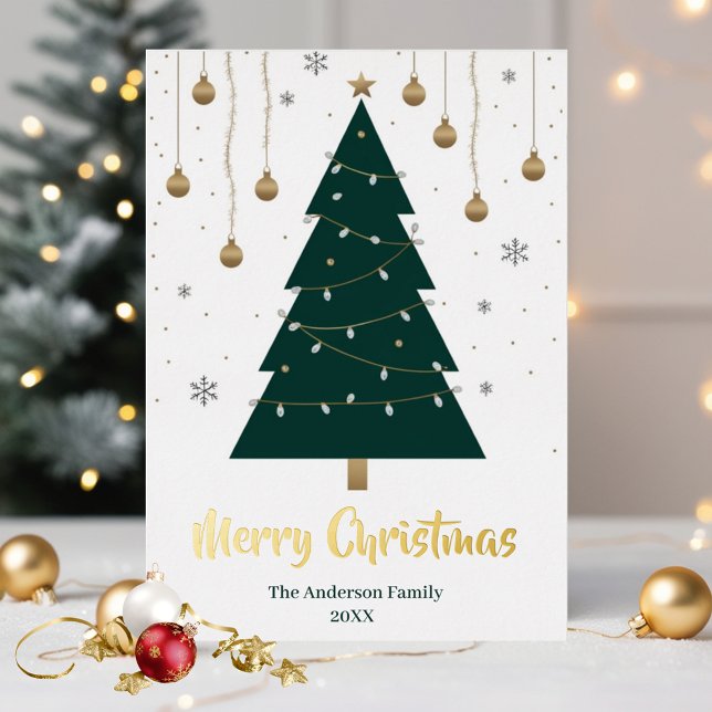 Stylish Minimalist Christmas Tree Non-Photo Foil Holiday Card (Stylish Minimalist Christmas Tree Non-Photo Foil Holiday Card)