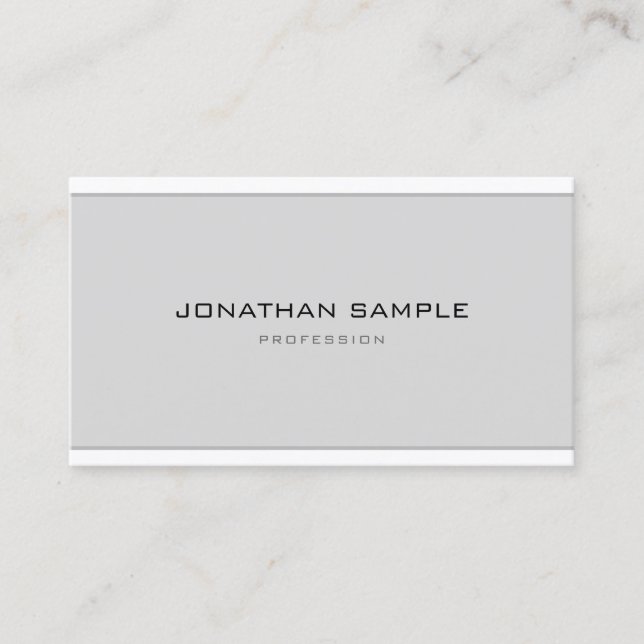 Stylish Minimalist Design Modern Grey White Simple Business Card (Front)