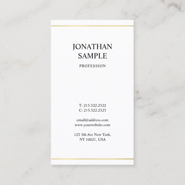 Stylish Minimalist Design Modern Trendy Gold Look Business Card (Front)