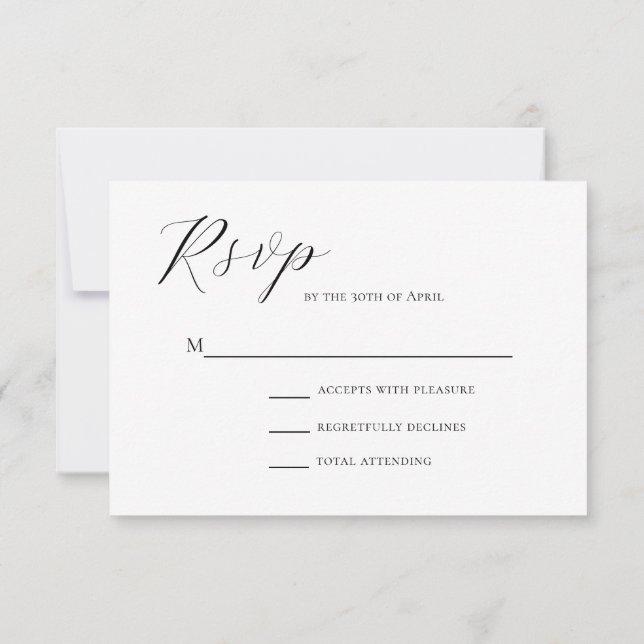 Stylish Minimalist Elegant Muslim Wedding RSVP Card (Back)