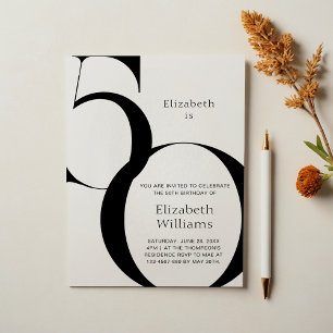 Stylish Minimalist Fifty Birthday Invitation
