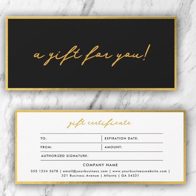 Stylish Minimalist Gold & Black Gift Certificate (Stylish Minimalist Gold & Black Gift Certificate)