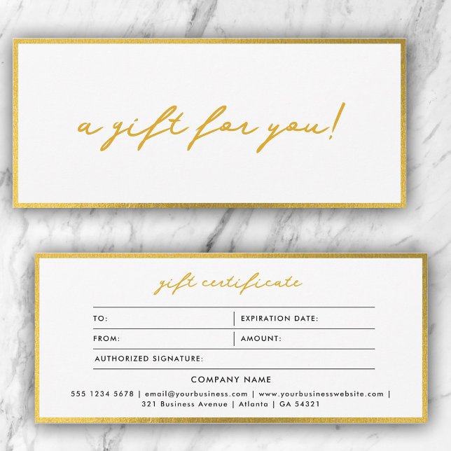 Stylish Minimalist Gold & White Gift Certificate (Stylish Minimalist Gold & White Gift Certificate)