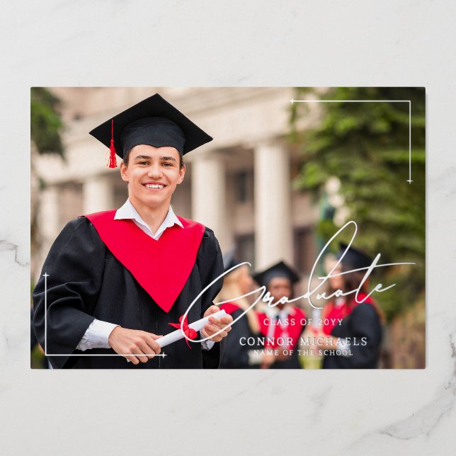 Stylish Minimalist Graduation Announcement Party (Front)