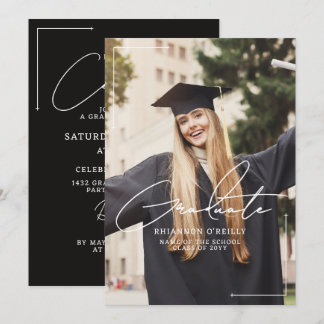 Stylish Minimalist Graduation Announcment Party Invitation