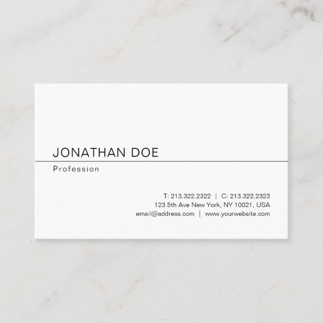 Stylish Minimalist Modern Professional Sleek Plain Business Card (Front)