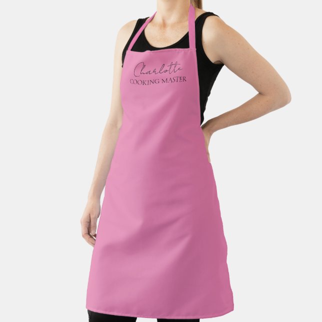 Stylish Minimalist Monogram Name Pink  Apron (Insitu)
