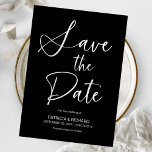 Stylish Minimalist Non Photo Wedding Save The Date Invitation<br><div class="desc">Make a statement with your wedding stationery using our bold and trendy black-and-white typography. It's simple yet elegant and fully customisable,  so you can easily change the font and background colours to suit your taste.</div>