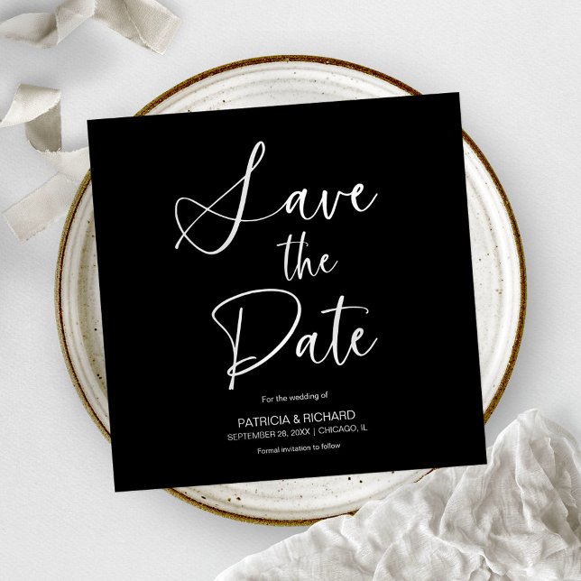 Stylish Minimalist Non Photo Wedding Save The Date Invitation (Creator Uploaded)