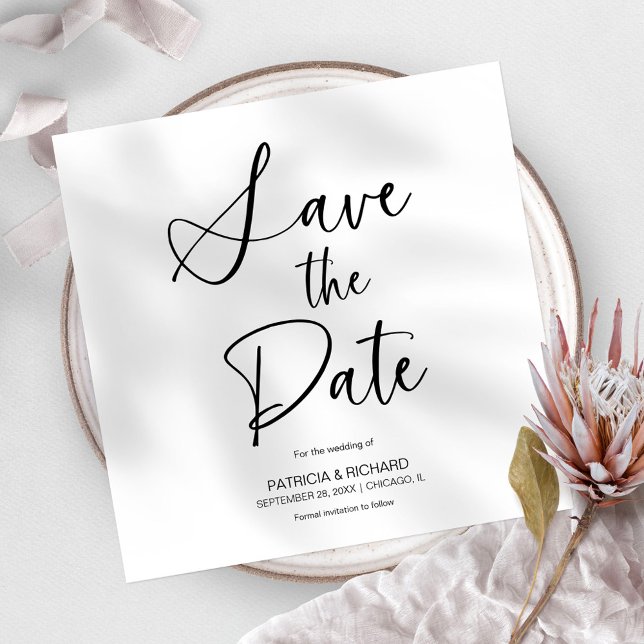 Stylish Minimalist Non Photo Wedding Save The Date Invitation (Creator Uploaded)
