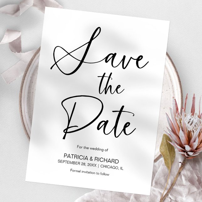 Stylish Minimalist Non Photo Wedding Save The Date Invitation (Creator Uploaded)
