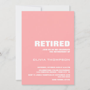 Stylish Minimalist Pink Retirement Invitation