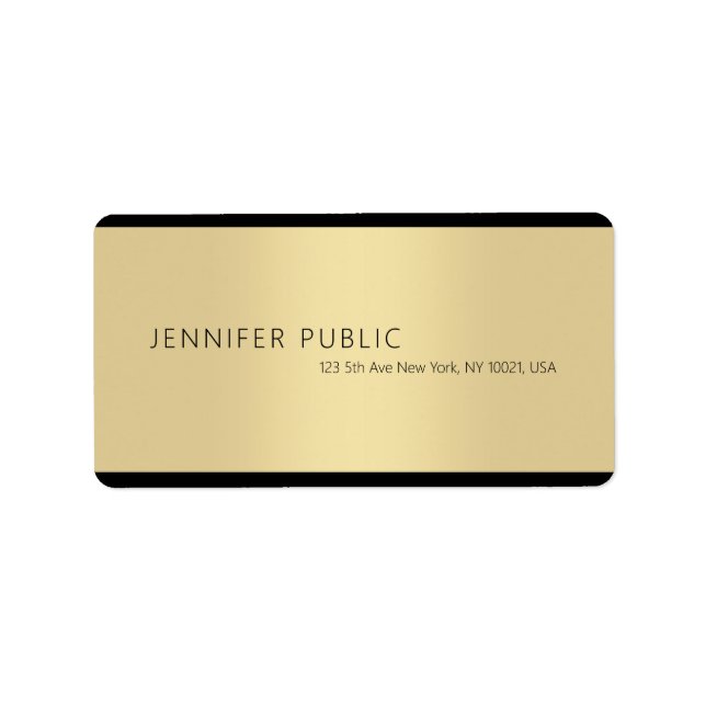 Stylish Minimalist Plain Professional Modern Gold Label (Front)